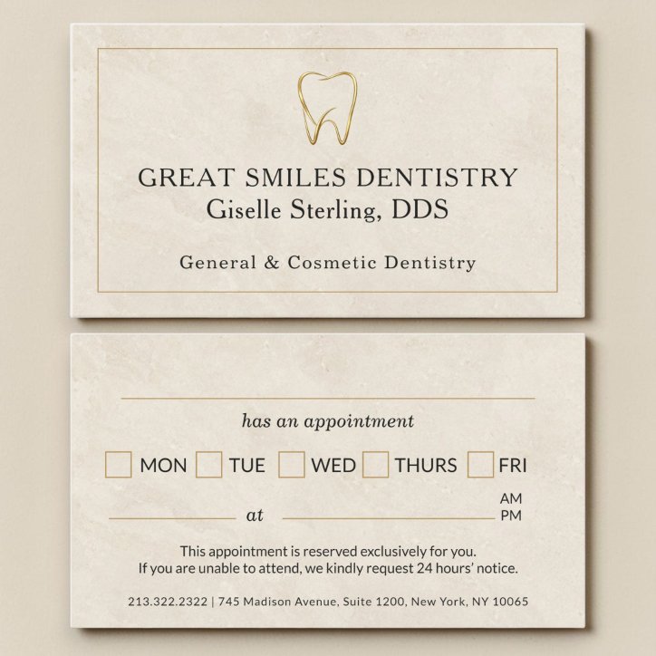 Dentist Stone Gold Tooth Dental Appointment Business Card