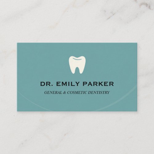Dentist Teal Minimal Tooth Professional Business Card