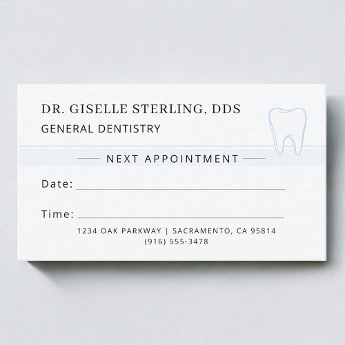 Dentist Teal Tooth Appointment Card