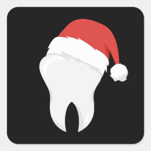 Dentist Teeth Christmas Hat Tooth Gift Square Sticker