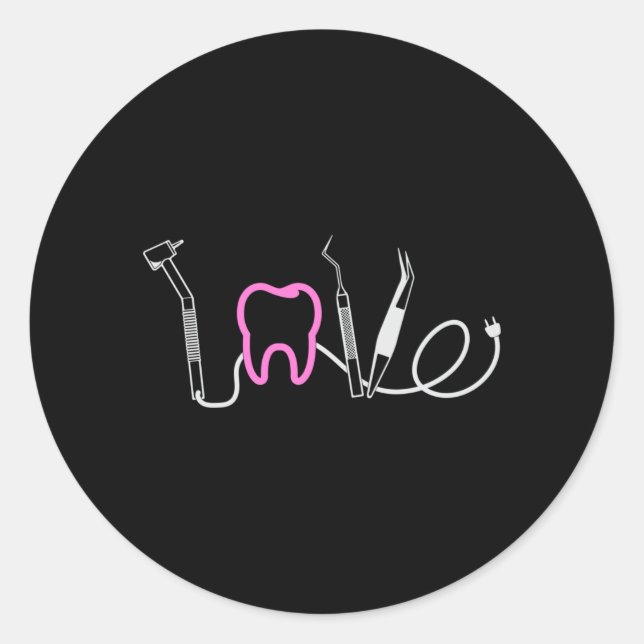Dentist Teeth Dental LoveTooth Funny Gift Idea Classic Round Sticker (Front)