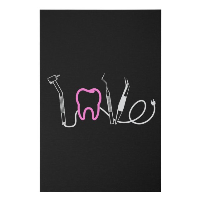 Dentist Teeth Dental LoveTooth Funny Gift Idea Faux Canvas Print (Front)