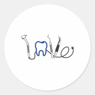 Dentist Teeth Dental LoveTooth Love Funny Gift Classic Round Sticker