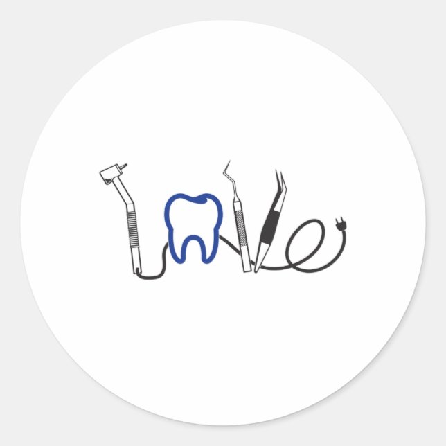 Dentist Teeth Dental LoveTooth Love Funny Gift Classic Round Sticker (Front)