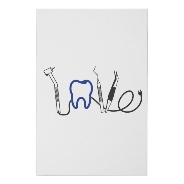 Dentist Teeth Dental LoveTooth Love Funny Gift Faux Canvas Print (Front)