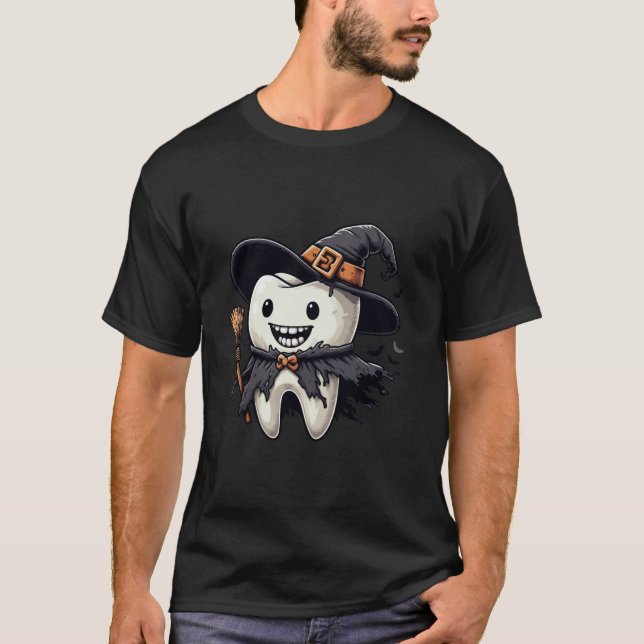 Dentist Teeth Spooky Smiles Cute Ghost Dental Hall T-Shirt (Front)