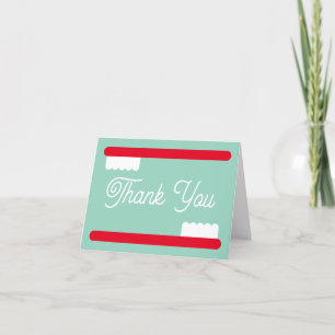 Dentist thank you cards with red toothbrush print