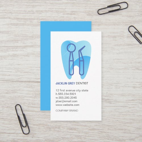 Dentist Tools and Tooth Logo Business Card