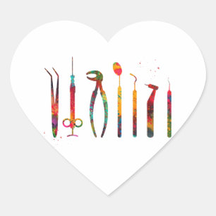 Dentist Tools Heart Sticker