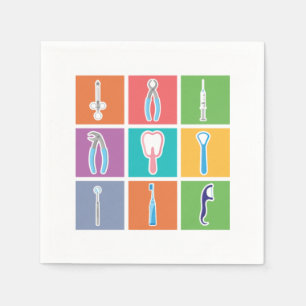Dentist Tools Pop Art Dentistry Tooth Doctor Teeth Napkins