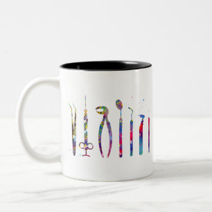 Dentist Tools Two-Tone Coffee Mug