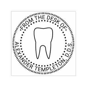 Dentist Tooth #2 “From the desk of”, “office of” Self-inking Stamp