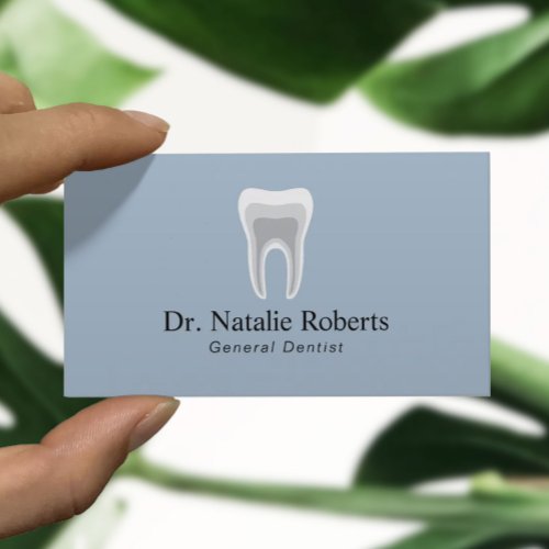 Dentist Tooth Anatomy Logo Dusty Blue Dental Care Appointment Card