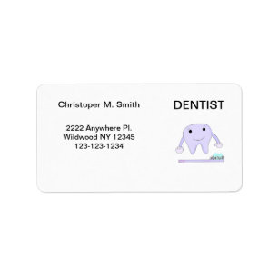Dentist Tooth and Toothbrush Label