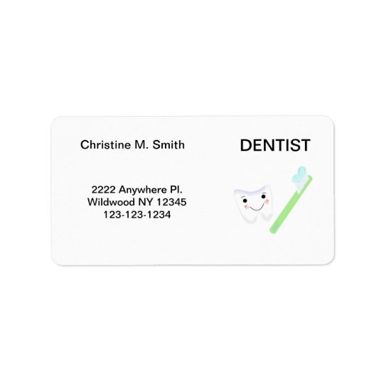 Dentist Tooth and Toothbrush Label | Zazzle.com
