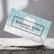 Dentist Tooth Blue Glitter Marble Dental Care Business Card at Zazzle