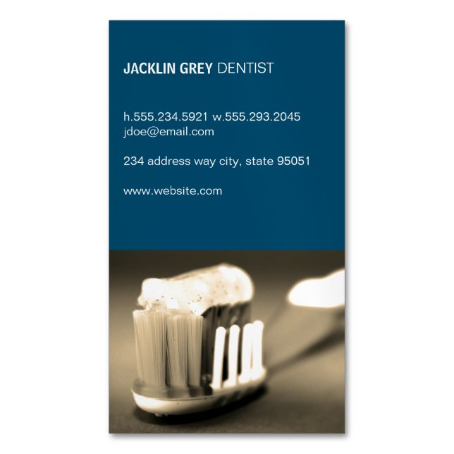 Dentist | Tooth Brush Business Card Magnet (Front Vertical)