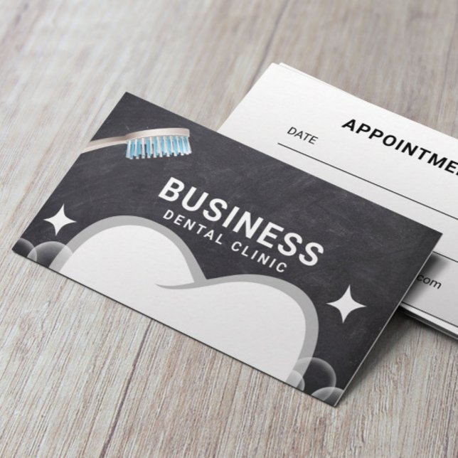 Dentist Tooth & Bubbles Chalkboard Dental Care Appointment Card (Creator Uploaded)