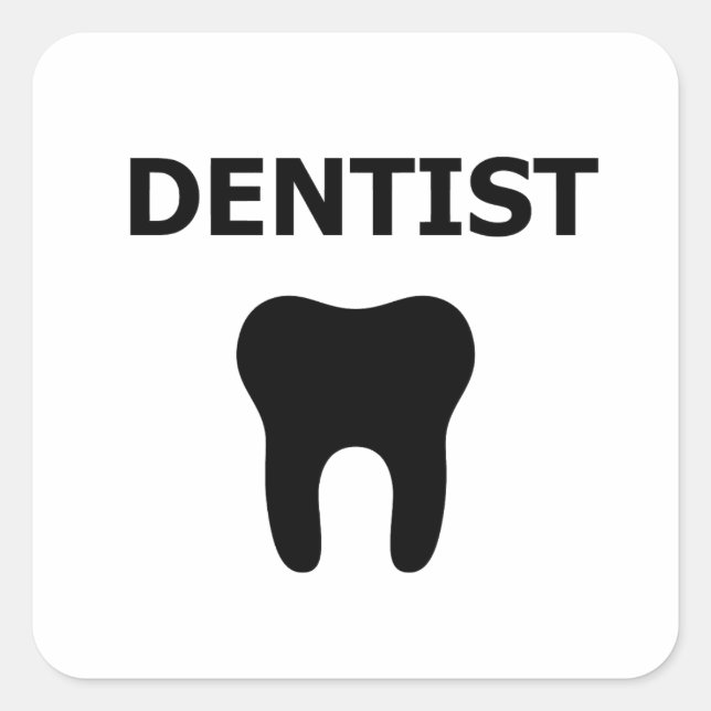 Dentist, tooth design square sticker (Front)