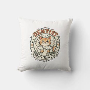 Dentist Tooth Fairy Cat Dentist Tooth Fairy Cat Vi Throw Pillow