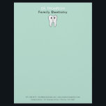 Dentist Tooth Family Dentistry Business  Letterhead<br><div class="desc">A cute tooth illustration on a teal mint background color. A minimalist simple business letterhead that allows you to customize your business logo or leave the cute tooth and business contact details etc. A perfect business letterhead template for all types of businesses. Customize this professional business letterhead and make it...</div>