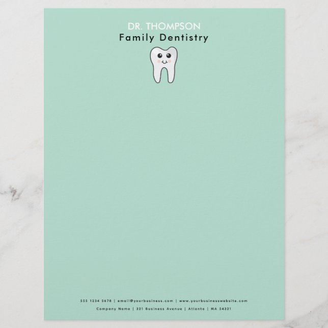 Dentist Tooth Family Dentistry Business  Letterhead (Front)