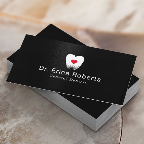 Dentist Tooth Heart Logo Professional Dental Care Business Card