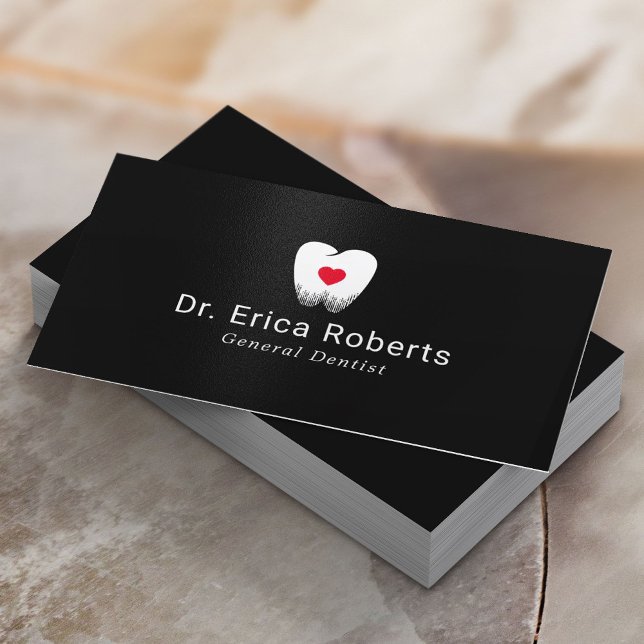 Dentist Tooth Heart Logo Professional Dental Care Business Card (Creator Uploaded)