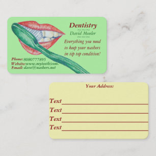 dentist tooth hygienist teeth and mouth picture business card