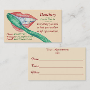 dentist tooth hygienist teeth mouth appointment card