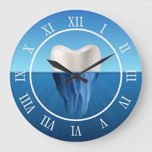 Dentist Tooth Iceberg Professional Dental Office Large Clock