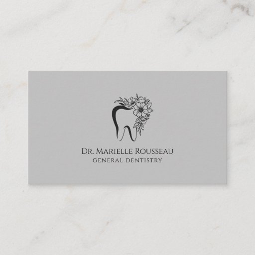 Customizable Dentist Tooth Logo Gray Dental Office Business Card