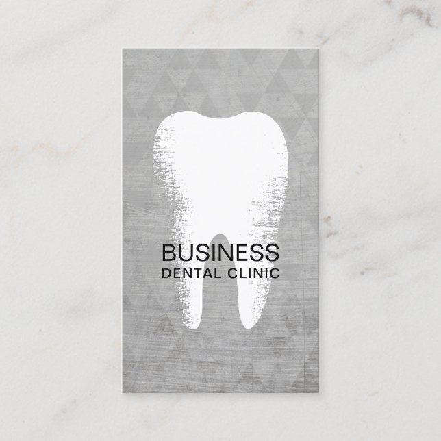 Dentist Tooth Logo Grunge Geometric Dental Clinic Appointment Card (Front)