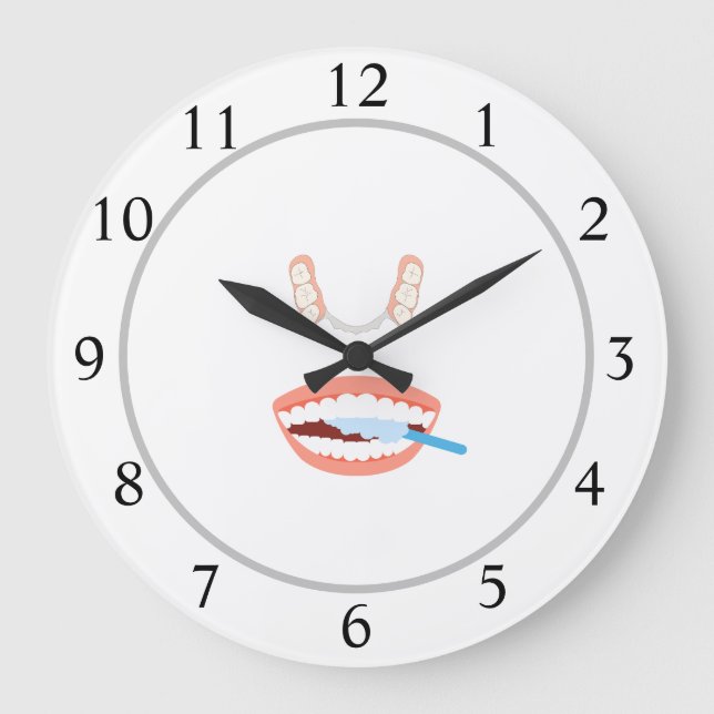 Dentist Tooth Logo Large Clock (Front)