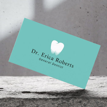 Dentist Tooth Logo Light Teal Dental Office Business Card by cardfactory at Zazzle