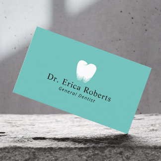 Dentist Tooth Logo Light Teal Dental Office Business Card