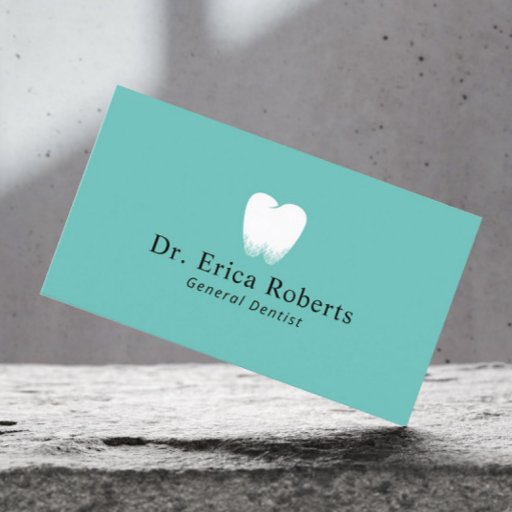 Customizable Dentist Tooth Logo Light Teal Dental Office Business Card