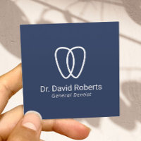 Dentist Tooth Logo Minimalist Navy Dental Care Square Business Card