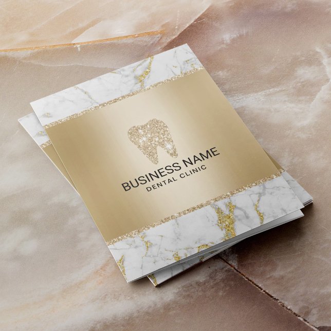 Dentist Tooth Logo Modern Gold Marble Dental Care Pocket Folder (Creator Uploaded)