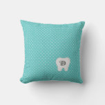 Dentist Tooth Logo Monogram Polka Dot Throw Pillow at Zazzle