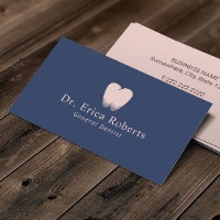 Dentist Tooth Logo Navy Blue Blush Pink Dental Business Card