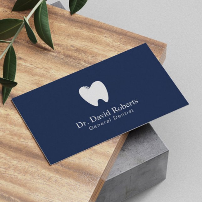 Dentist Tooth Logo Navy Blue Dental Appointment Card (Creator Uploaded)
