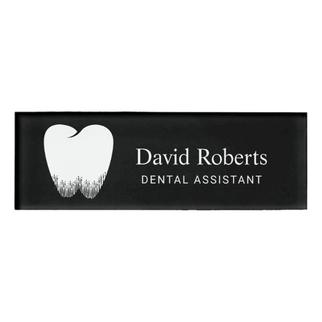 Dentist Tooth Logo Professional Dental Assistant Name Tag (Front)