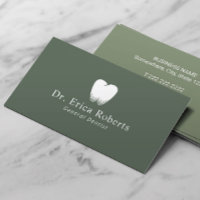 Dentist Tooth Logo Sage Green Dental Office Business Card