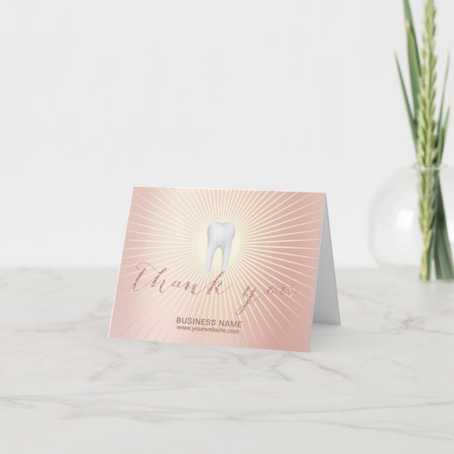 Dentist Tooth Modern Rose Gold Dental Thank You (Front)