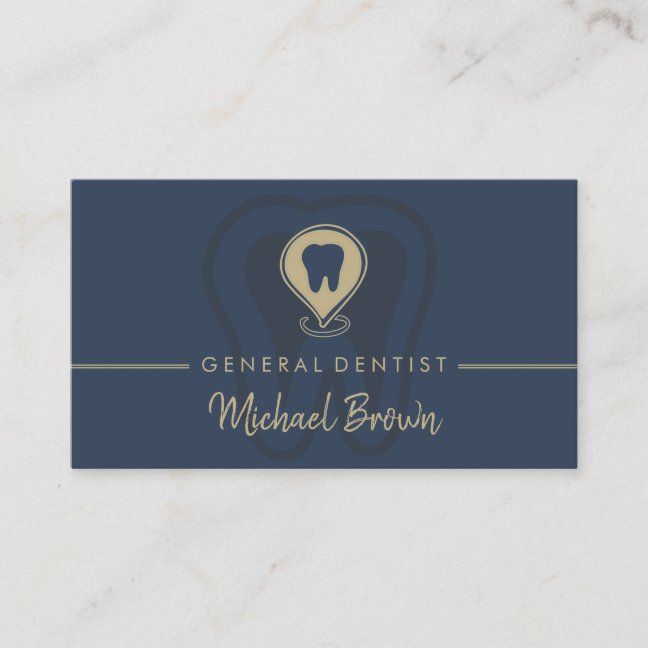 Dentist Tooth Navy Business Card