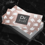Dentist Tooth Pattern Modern Rose Gold Dental Care Business Card at Zazzle