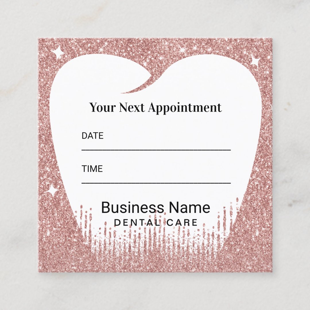 Dentist Tooth Rose Gold Glitter Dental Appointment Zazzle