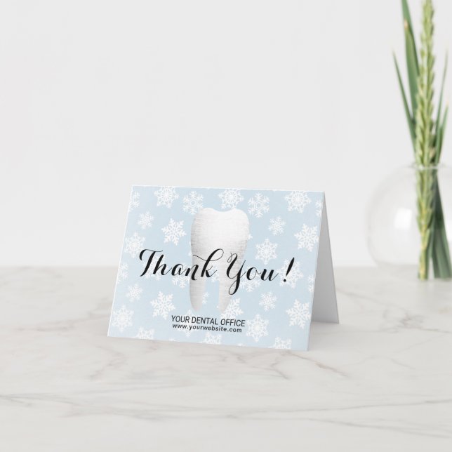 Dentist Tooth & Snowflakes Dental Office Thank You (Front)