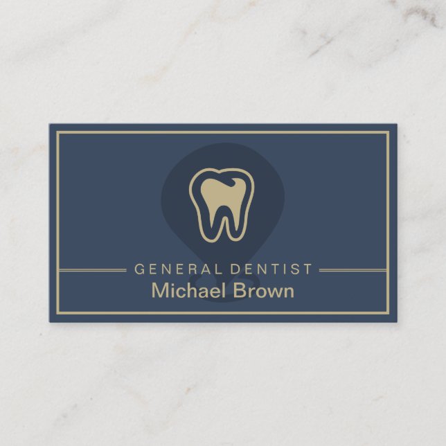 Dentist Tooth Somatology Modern Navy  Business Card (Front)